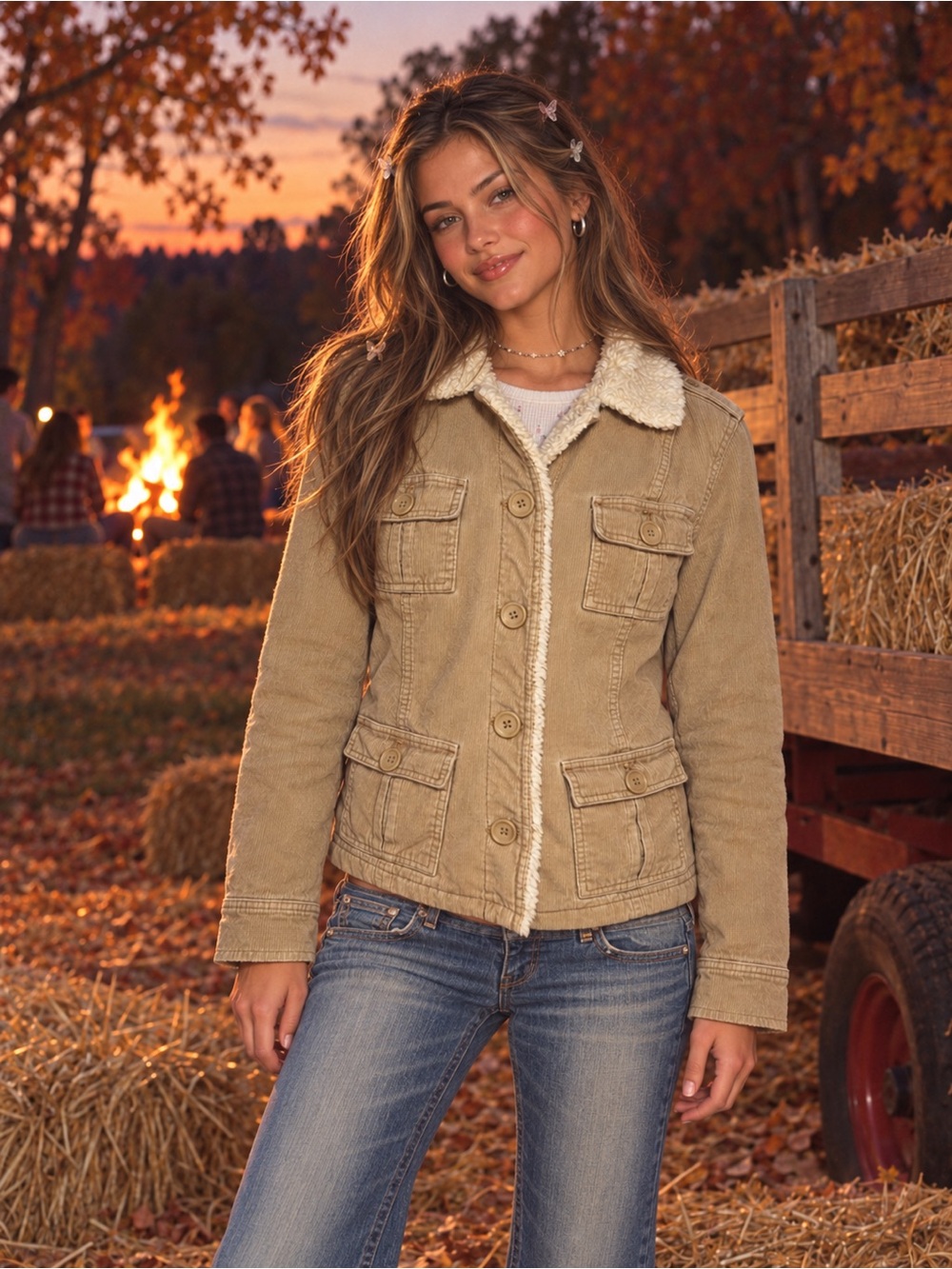 Vintage Y2K Aeropostale Corduroy Sherpa Jacket Size Medium